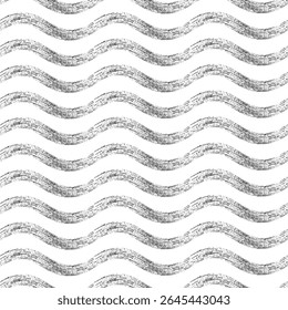 Seamless wave pattern. Wavy grunge brush stroke. Hand drawn water sea vector background. 