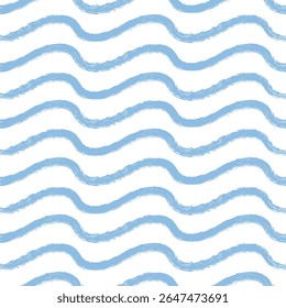 Patrón de onda sin fisuras. Trazo de pincel grunge ondulado. Fondo de Vector marino dibujado a mano. 