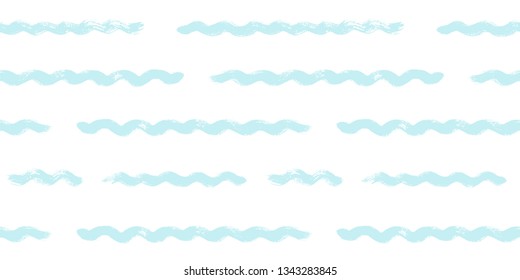 Seamless Wave Pattern,summer vector background, Abstract sea water modern illustration. wavy brush stroke, curly grunge paint lines
