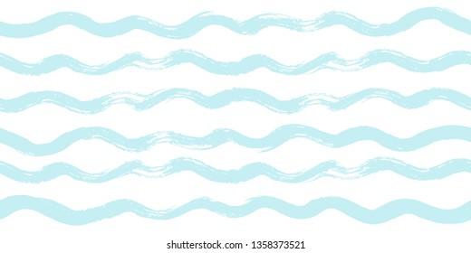 Seamless Wave Pattern,summer vector background, Abstract sea water modern illustration. wavy brush stroke, curly grunge paint lines