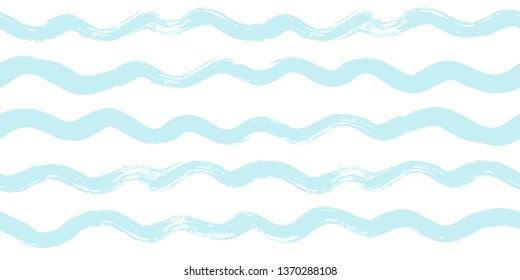 Seamless Wave Pattern,summer vector background, Abstract sea water modern illustration. wavy brush stroke, curly grunge paint lines