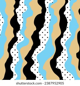 Seamless wave with polka dot pattern. Vector Illustration