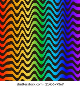 Seamless wave rainbow pattern. Colorful rainbow curve mesh line pattern background. Stripe pattern. LGBT colors. Vector illustration