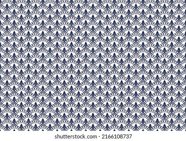 seamless wave shape pattern porcelain with blue and white gradient color.