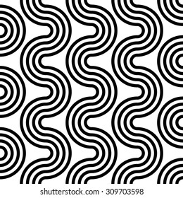 Patrón de ondas y bandas sin soldadura. Textura regular en blanco y negro