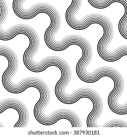 Patrón de ondas y bandas sin soldadura. Textura regular en blanco y negro