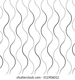 Patrón de ondas y bandas sin soldadura. Textura de línea vertical regular en blanco y negro. Fondo de Damasco de Lujo Vector