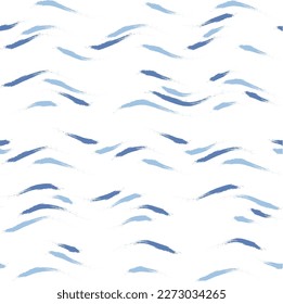 Seamless Wave Stripe Pattern, Water vector background. curve brush stroke, curly paint lines, watercolor illustration