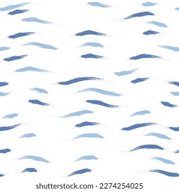 Seamless Wave Stripe Pattern, Water vector background. curve brush stroke, curly paint lines, watercolor illustration