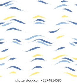 Seamless Wave Stripe Pattern, Water vector background. curve brush stroke, curly paint lines, watercolor illustration