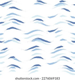 Seamless Wave Stripe Pattern, Water vector background. curve brush stroke, curly paint lines, watercolor illustration