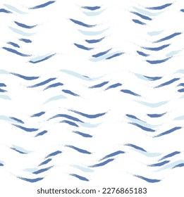 Seamless Wave Stripe Pattern, Water vector background. curve brush stroke, curly paint lines, watercolor illustration