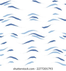 Seamless Wave Stripe Pattern, Water vector background. curve brush stroke, curly paint lines, watercolor illustration