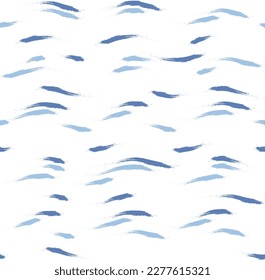 Seamless Wave Stripe Pattern, Water vector background. curve brush stroke, curly paint lines, watercolor illustration