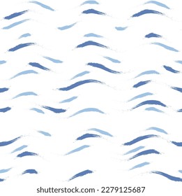 Seamless Wave Stripe Pattern, Water vector background. curve brush stroke, curly paint lines, watercolor illustration