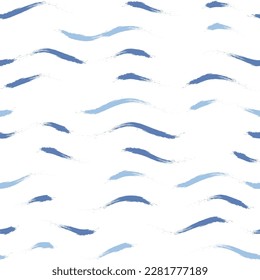 Seamless Wave Stripe Pattern, Water vector background. curve brush stroke, curly paint lines, watercolor illustration