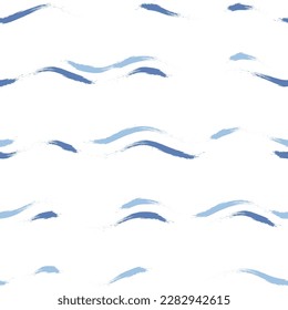 Seamless Wave Stripe Pattern, Water vector background. curve brush stroke, curly paint lines, watercolor illustration