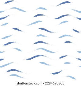 Seamless Wave Stripe Pattern, Water vector background. curve brush stroke, curly paint lines, watercolor illustration