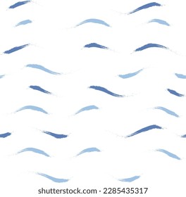 Seamless Wave Stripe Pattern, Water vector background. curve brush stroke, curly paint lines, watercolor illustration