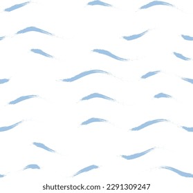 Seamless Wave Stripe Pattern, Water vector background. curve brush stroke, curly paint lines, watercolor illustration