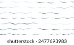 Seamless Wave Vector Pattern, watercolor water background. Wavy sea beach print, curly grunge paint lines.