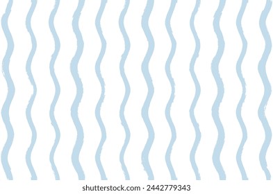 Seamless Wave Vector Pattern, watercolor water background. Wavy sea beach print, curly grunge paint lines.