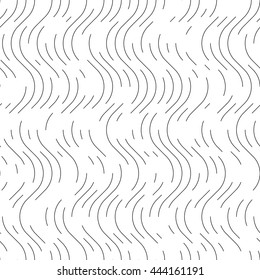 Seamless Wave And Vertical Stripe Pattern. Simple Black And White Regular Line Texture. Minimal Vintage Print Design