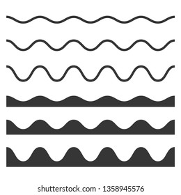 Seamless Wave and Zigzag Pattern Set on White Background. Vector