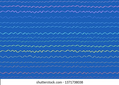 Seamless waved wallpaper. Abstract multicolored pattern. Colorful stripe texture with wavy lines. Trendy background with waves. Print for design