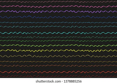 Seamless waved wallpaper. Abstract multicolored pattern. Stripe texture with wavy lines. Trendy background