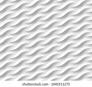 Seamless wavelike plastic curvilinear light white-gray pattern