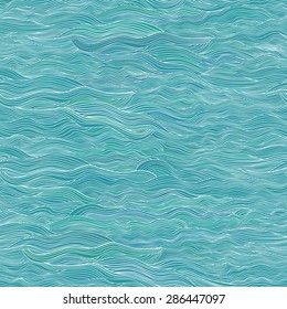 Seamless waves background. Vector abstract hand-drawn pattern. 