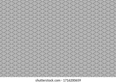 Seamless waves classic black pattern white. Vector background.