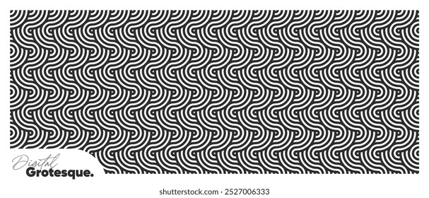 Seamless Waves Pattern. Geometric Pattern for Decorative Art with Sea or Ocean Texture. Minimalist Line Art Pattern in Horizontal Banner. 