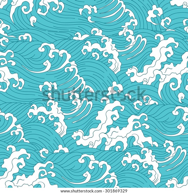 日本風のシームレスな波模様 のベクター画像素材 ロイヤリティフリー
