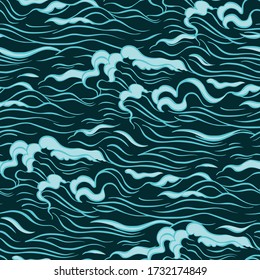 Seamless waves pattern in oriental style