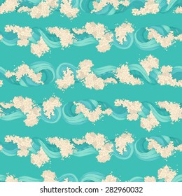 Seamless waves pattern. Ornate boundless illustration for your design. 