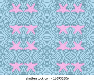 Seamless waves pattern with starfishes