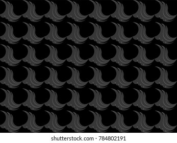 Seamless waves pattern vector. Design gray on black. Design print for textile, wallpaper, background.