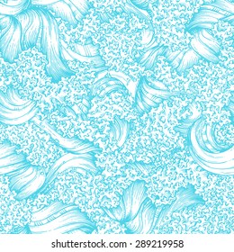 Seamless waves pattern. Vector duotone boundless illustration for your design. 
