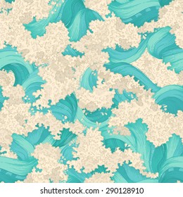Seamless waves pattern. Vector ornate boundless illustration for your design. 