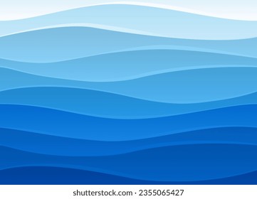 Seamless waves pattern. Water wave abstract design. Blue ocean wave layer