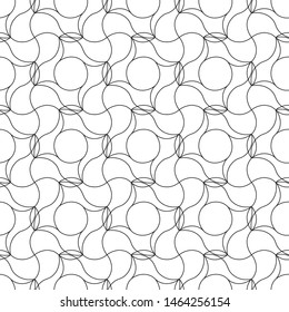 Seamless  waves texture pattern, elements that curl, abstract black and white vector background.
