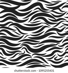Seamless Wavy Background. Fur Texture. Hand-drawn Stylized Waves in Classic Style. Elegant Abstract Background with Swirl Lines. Seamless Wavy Pattern for Cloth, Fashion Printing, Fabric, Textile.