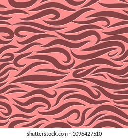 Seamless Wavy Background. Fur Texture. Hand-drawn Stylized Waves in Classic Style. Elegant Abstract Background with Swirl Lines. Seamless Wavy Pattern for Cloth, Fashion Printing, Fabric, Textile.