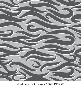 Seamless Wavy Background. Fur Texture. Hand-drawn Stylized Waves in Classic Style. Elegant Abstract Background with Swirl Lines. Seamless Wavy Pattern for Cloth, Fashion Printing, Fabric, Textile.