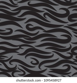 Seamless Wavy Background. Hand-drawn Stylized Waves in Classic Style. Elegant Abstract Background with Swirl Lines. Decorative Seamless Pattern for Cloth, Fashion Printing, Fabric, Textile, Wrapping.