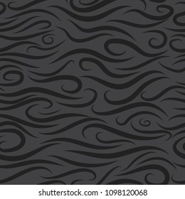 Seamless Wavy Background. Hand-drawn Stylized Waves in Classic Style. Elegant Abstract Background with Swirl Lines. Decorative Seamless Pattern for Cloth, Fashion Printing, Fabric, Textile, Wrapping.