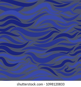 Seamless Wavy Background. Hand-drawn Stylized Colorful Waves in Classic Style. Elegant Abstract Background with Swirl Lines. Seamless Wavy Pattern for Cloth, Fashion Printing, Fabric, Paper, Wrapping.