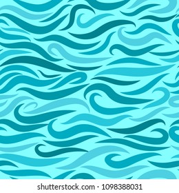 Seamless Wavy Background. Hand-drawn Stylized Colorful Waves in Classic Style. Elegant Abstract Background with Swirl Lines. Seamless Wavy Pattern for Cloth, Fashion Printing, Fabric, Paper, Wrapping.